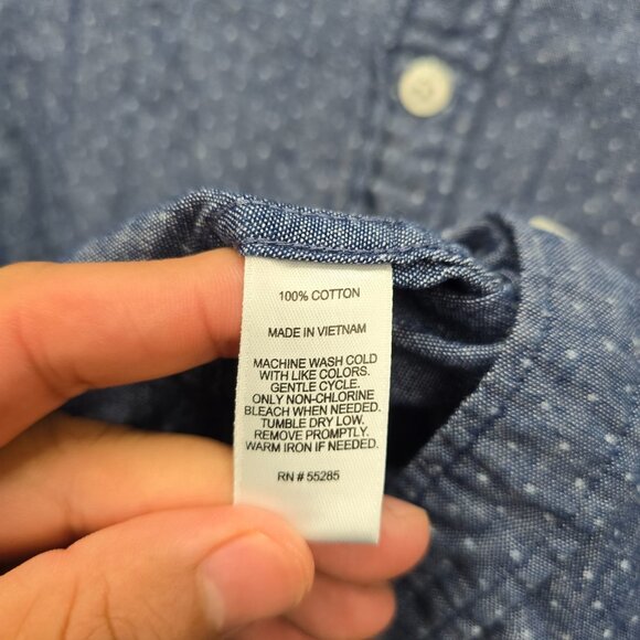 Express Shirt Mens XL Blue‎ Polka Dots Soft Wash Button Down Long Sleeve Preppy - Picture 7 of 8